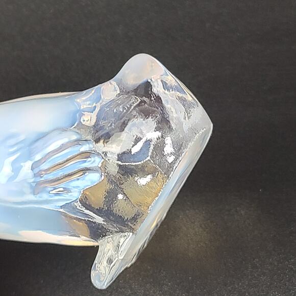 Fenton Opalescent White Clear Glass Duckling Duck Figurine - Picture 5 of 8